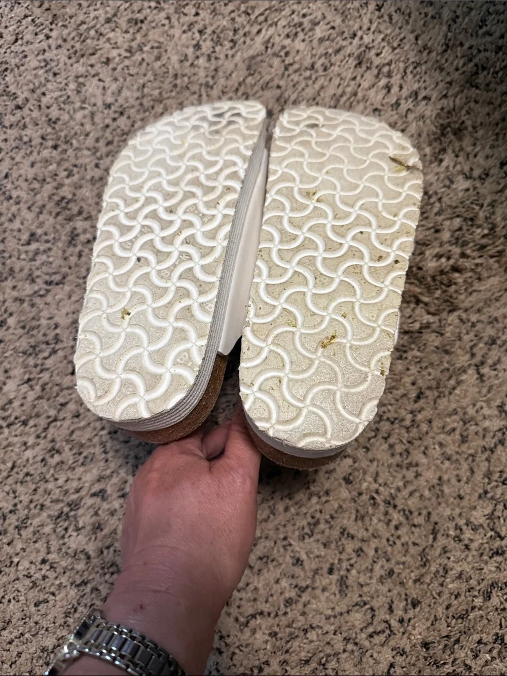 Birkenstock White Double-Buckle Slide Sandals